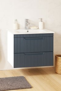 Set Baza front MDF si Lavoar seria 033, suspendata cu sertare, 60 cm, antracit - 1
