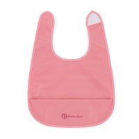 Baveta impermeabila cu buzunar PetiteMars Nate, Fara pvc si ftalati, 37x27 cm, 6 luni+, prindere velcro, Roz - 1