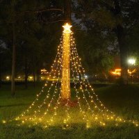 Instalatie solara cu stea, 350 LED-uri si telecomanda, 9 franjuri - 1