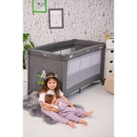 Patut Lorelli Noemi Mellow Rose Star pliabil, cu 2 nivele, laterala cu fermoar, roti cu sistem de blocare, salteluta si geanta de transport incluse - 5
