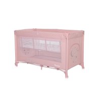 Patut Lorelli Noemi Mellow Rose Star pliabil, cu 2 nivele, laterala cu fermoar, roti cu sistem de blocare, salteluta si geanta de transport incluse - 1
