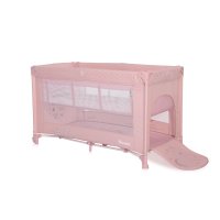 Patut Lorelli Noemi Mellow Rose Star pliabil, cu 2 nivele, laterala cu fermoar, roti cu sistem de blocare, salteluta si geanta de transport incluse - 3