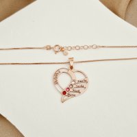 Lantisor Dragii MAMEI - 4 nume si cristale Swarovski - Argint 925 placat cu Aur Roz 18K - 1