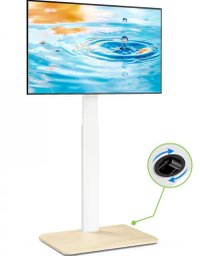 Stand TV mobil Techly ICA-TR404, reglabil, cu roti retractabile, pentru ecrane de 24-55 inch, alb - 1