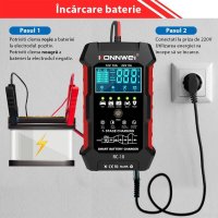 Incarcator inteligent pentru baterii auto Konnwei RC-10, 12V/24V, 5A/10A, Afisaj LCD, Functie Puls Reparare - 8