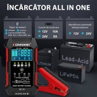Incarcator inteligent pentru baterii auto Konnwei RC-10, 12V/24V, 5A/10A, Afisaj LCD, Functie Puls Reparare - 11