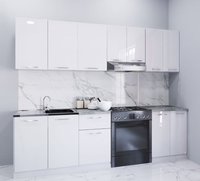 Set de Bucatarie IRIS 240 cm, 7 Elemente, Blat Termorezistent, Fronturi MDF Alb Lucios - 1