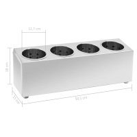 Suport dreptunghiular pentru tacamuri, din otel inoxidabil, cu 4 insertii - 8