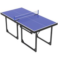 Masa de ping-pong pliabila HOMCOM, cu blat MDF si plasa din otel, 182 x 91 x 76 cm, albastra - 1