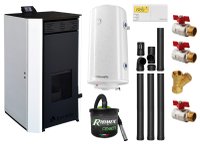 Fornello EVA 25 KW: Pachet complet termosemineu pe peleți cu Wi-Fi, pompa de circulatie, boiler 100L si kit montaj - 1