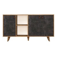 Comoda PLANKY, stejar + gri inchis, 140x40x86 cm - 1