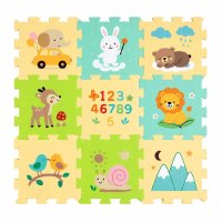 Covor puzzle din spuma Petite&Mars Nexli Forest Friends, 9 piese, 90 x 90 cm, reversibil, 36 luni+ - 1
