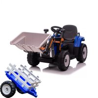 Excavator electric + remorca Kinderauto Farm Traktor 60W 12V RC, Bluetooth  Albastru - 1