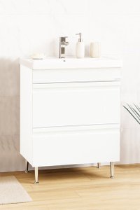 Set Baza front MDF si Lavoar seria 786, cu sertare, 60 cm, alb - 1