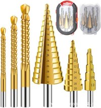 Set de 6 burghie HSS cu strat de titan - 3 burghie in trepte si 3 burghie rasucite - 1