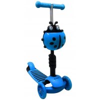 Trotineta 5 in 1 JR R-Sport albastru,cu maner parental, scaunel reglabil, ghidon reglabil, roti cu LED, greutate admisa 25 kg, varsta 2-7 ani - 4