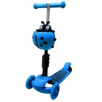 Trotineta 5 in 1 JR R-Sport albastru,cu maner parental, scaunel reglabil, ghidon reglabil, roti cu LED, greutate admisa 25 kg, varsta 2-7 ani - 2