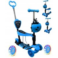 Trotineta 5 in 1 JR R-Sport albastru,cu maner parental, scaunel reglabil, ghidon reglabil, roti cu LED, greutate admisa 25 kg, varsta 2-7 ani - 3