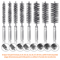 Set 8 perii prindere hexagonala pentru bormasina,alezare,curatare,slefuire si lustruire,indepartarea vopselei si ruginii - 2