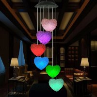 Lampa solara suspendata cu inimioare RGB, IP65, pentru decor exterior - 1