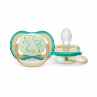 Suzeta bebelus, Philips Avent, Ultra Air, Ortodontica, Silicon moale igienic, Disc de protectie moale si flexibil, Fara BPA, 0- 6 luni+, Fosforescenta, 1 buc, Deco Verde - 1