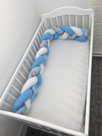 Aparatoare laterala pat bumper Deseda impletita 180 cm mix pepene rosu pe albastru - 1