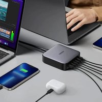 Incarcator rapid UGREEN GaN 200W Desktop Charger + cablu USB-C, 4x USB-C, 2x USB-A, Gri - 4