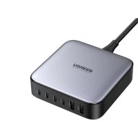 Incarcator rapid UGREEN GaN 200W Desktop Charger + cablu USB-C, 4x USB-C, 2x USB-A, Gri - 1