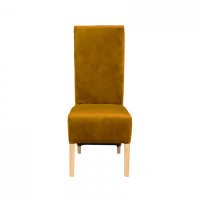 Scaun Vanessa pentru living, cu picioare din lemn natural si tapiterie verde galben, dimensiuni 47x60x110 cm - 1