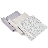 Set 3 scutece, Jane, Din muselina de bambus, Hipoalergenice, 80 x 80 cm, Star - 1