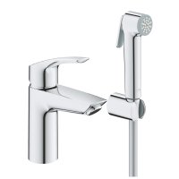 Set baterie lavoar Grohe Eurosmart S, 3/8'', monocomanda, set dus igienic, 1 jet, crom - 23124003 - 1