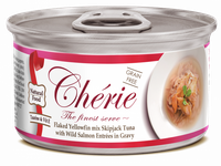 Cherie Adult Cat Grain Free Mix Fulgi de Ton cu Somon Salbatic in Sos, 80 g - 1