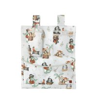 Organizator pentru patut si leagan, MimiNu, Din bumbac certificat Oeko Tex Standard 100, 3 compartimente, 53x46 cm, Design, Pirates Natural - 1