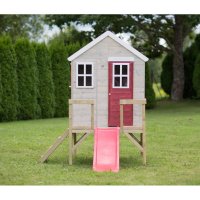 Casuta de gradina My Red Cottage House cu platforma si tobogan de la Wendi Toys - 7