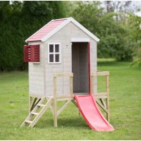 Casuta de gradina My Red Cottage House cu platforma si tobogan de la Wendi Toys - 2