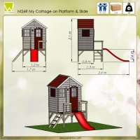 Casuta de gradina My Red Cottage House cu platforma si tobogan de la Wendi Toys - 5