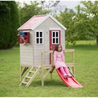 Casuta de gradina My Red Cottage House cu platforma si tobogan de la Wendi Toys - 6