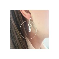 Cercei rotunzi BIG HOOPS cu nume - Argint 925 - Inchizatoare surub - 1