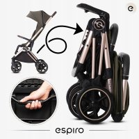 Carucior pentru copii Espiro Flame black 0-22 kg pliabil, cu suspensii, spatar reglabil, geanta, husa pentru picioare si suport pentru pahar - 2