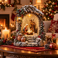 Decorațiune de Crăciun Premium cu Nașterea Domnului, Iluminare Caldă și Efect de Ninsoare în Mișcare – 19,5 x 11,5 x 25 cm - 1