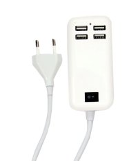 Incarcator USB 15W 3A cu cablu MRG L342, USB, 4 porturi, Alb - 1