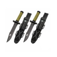 Set de doua cutite cu amnar si ascutitor , 32 cm DEPOX® , teaca multifunctionala, verde military - 2