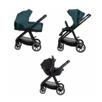 Carucior 3 in 1 FreeON Opty, Pana la 22 kg, Cu Landou si Scoica Auto ECE R129, Parte Sport Reversibila, Verde - 1