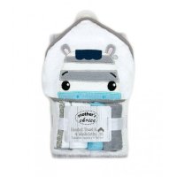 Set cadou bebelusi cu 4 mini prosopele si prosop cu gluga din bumbac zebra - 1