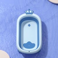 Cadita Little Mom King Blue pentru copii pliabila, cu dop pentru evacuare apa, baza antialunecare, structura piramidala, dimensiune 84 x 22 x 50 cm - 1