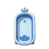 Cadita Little Mom King Blue pentru copii pliabila, cu dop pentru evacuare apa, baza antialunecare, structura piramidala, dimensiune 84 x 22 x 50 cm - 4