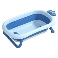 Cadita Little Mom King Blue pentru copii pliabila, cu dop pentru evacuare apa, baza antialunecare, structura piramidala, dimensiune 84 x 22 x 50 cm - 9