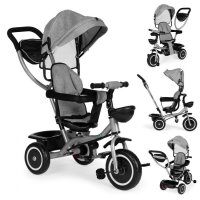 Tricicleta pentru copii Ecotoys WQL-066-52 Gri 2 in 1 cu scaun rotativ 360, roti din spuma EVA, greutate admisa 25kg - 1