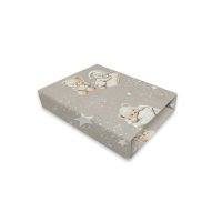 Cearceaf cu elastic, MimiNu, Pentru patut 120X60 cm, Din bumbac certificat Oeko Tex Stard 100, Bedtime story beige - 1