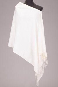 Esarfa dreptunghiulara din cashmere alb - 1